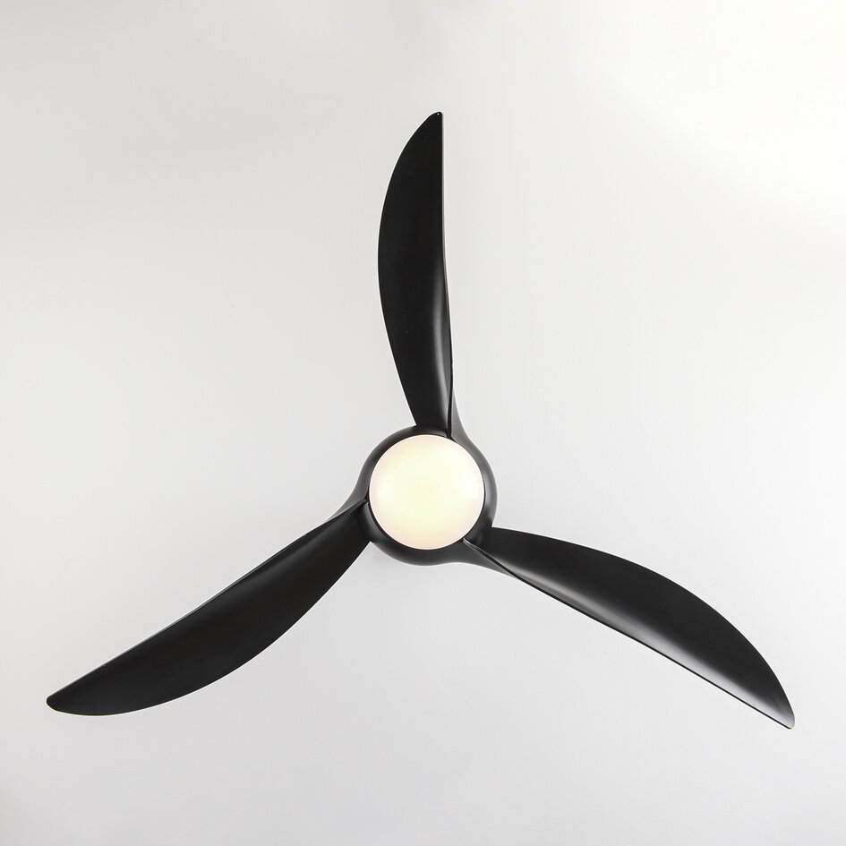 Zwarte plafondventilator Wieke met LEDs en aanpasbare kleurtemperatuur