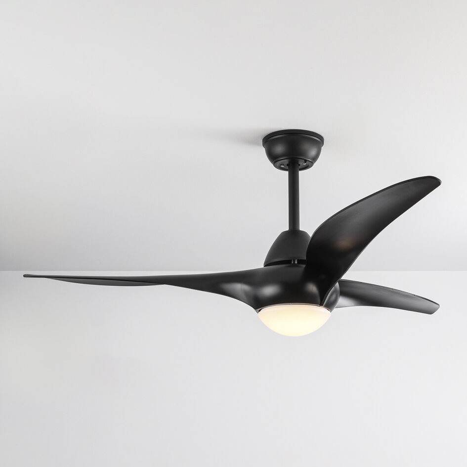 Zwarte plafondventilator Wieke met LEDs en aanpasbare kleurtemperatuur