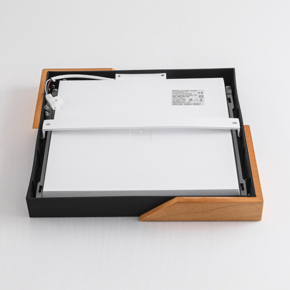 Plafondlamp dimbaar met houten details Meta - zwart