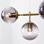 Design hanglamp Hepta goud met smoke glazen bollen