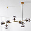 Design hanglamp Hepta goud met smoke glazen bollen