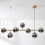 Design hanglamp Hepta goud met smoke glazen bollen