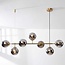Design hanglamp Hepta goud met smoke glazen bollen