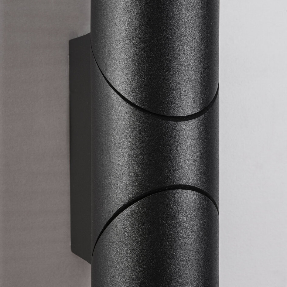 Verstelbare ronde buitenwandlamp Tess - zwart