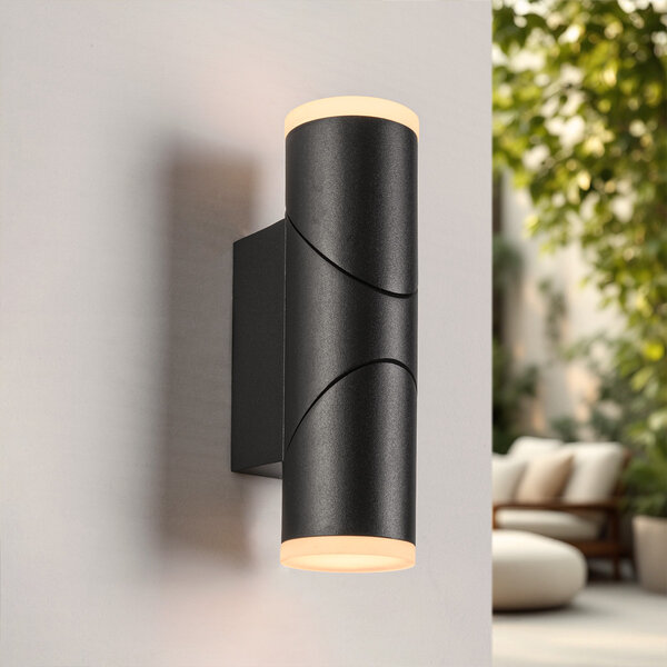 Verstelbare ronde buitenwandlamp Tess - zwart