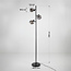 Zwarte staande lamp met smoke grijs glas, 3-lichts - Jesse