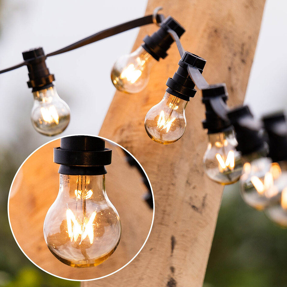 Prikkabel set met dimbare 4 watt LED filament lampen met grote kap