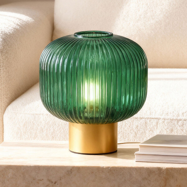 Retro tafellamp met groen glas - Inaya