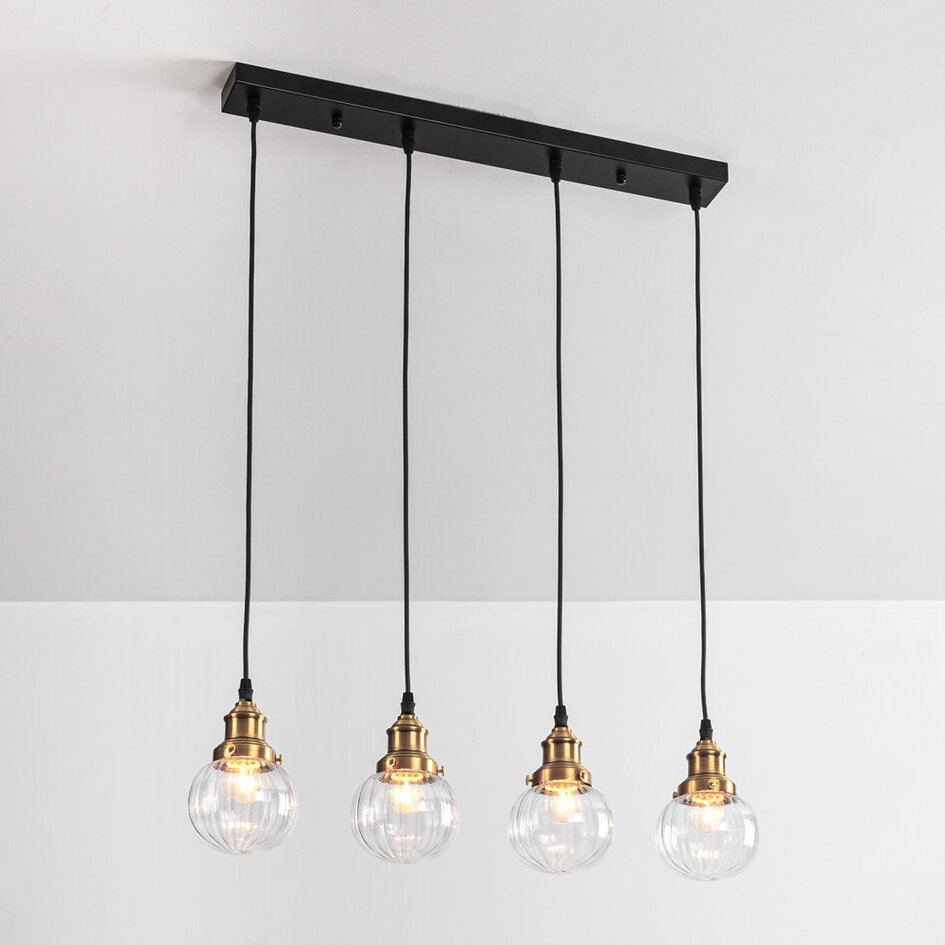 Art Deco hanglamp met transparant kunststof 4-lichts – Bologna