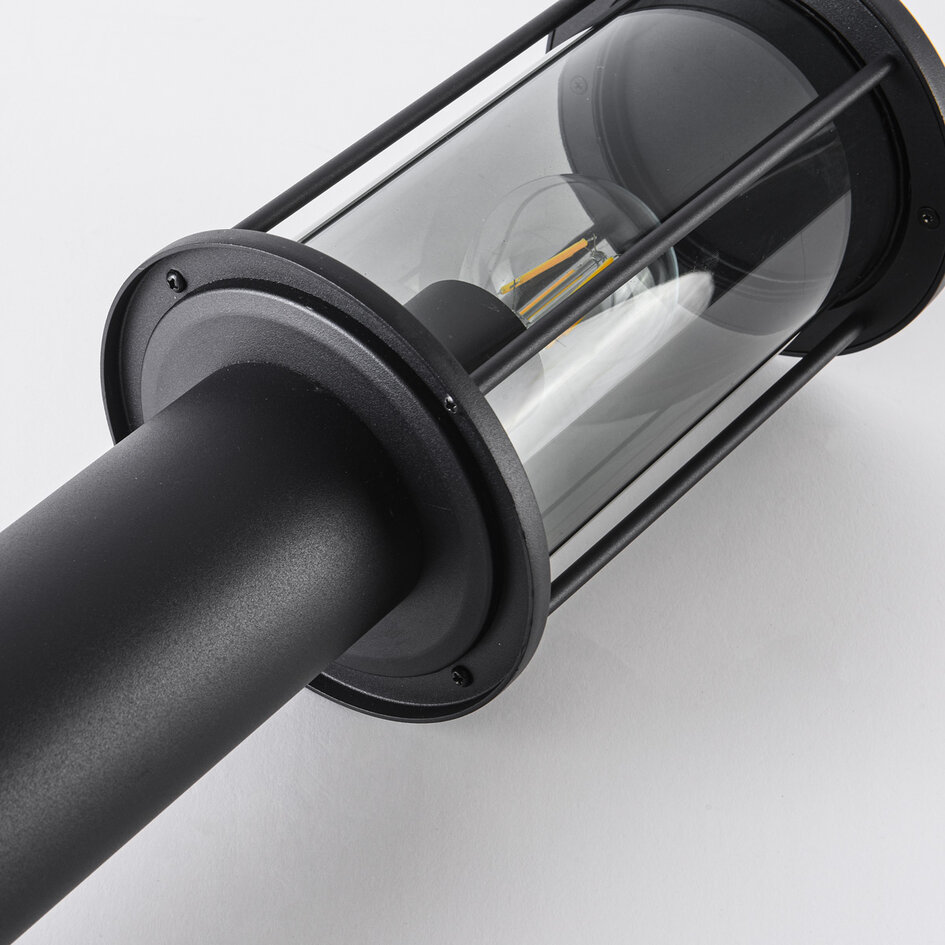 Staande buitenlamp met smoke glas - Penn - zwart 60 cm