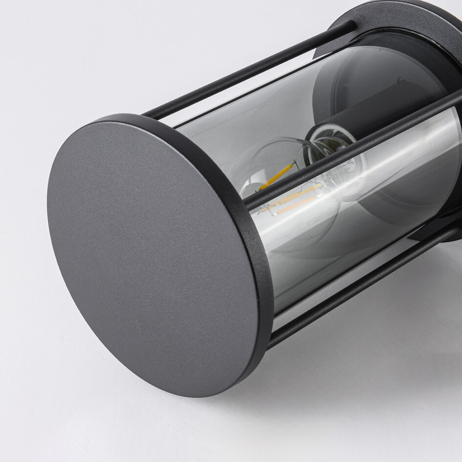 Staande buitenlamp met smoke glas - Penn - zwart 60 cm