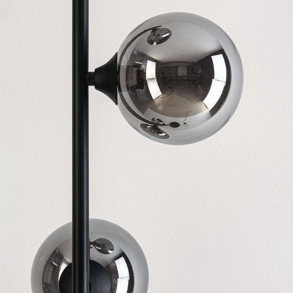 Staande lamp 4-lichts zwart met smoke glas - Pippa