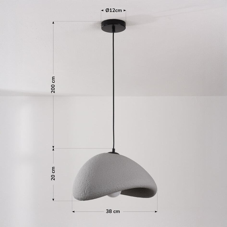 Wabi Sabi hanglamp Cemento grijs steeneffect - 38 x 30 cm