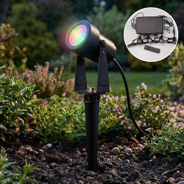 Solar RGB tuinspot met grondpen (set van 4)