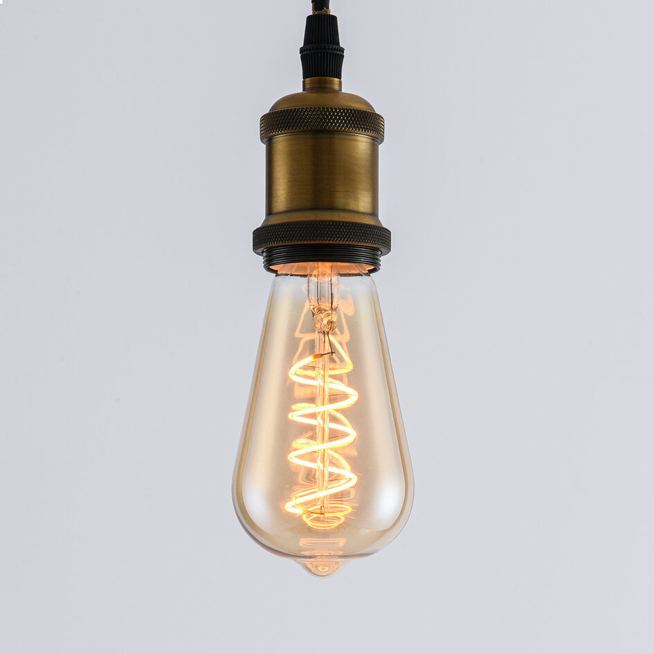 4W filament lamp met verticaal spiraal, 1800K, amber glas, Ø60 - dimbaar