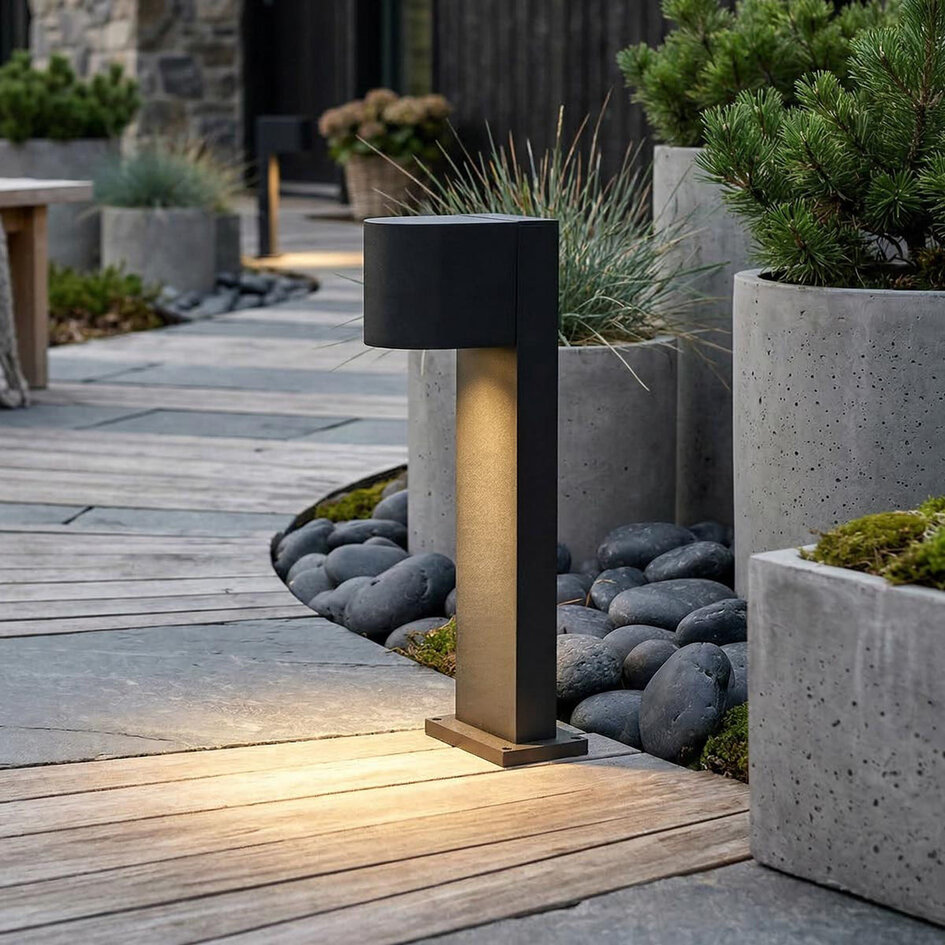 Industriële staande buitenlamp Simone, 70 cm - zwart