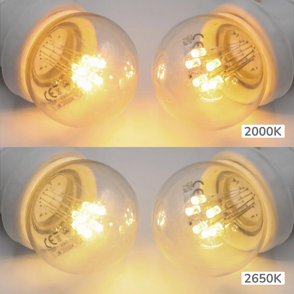 Prikkabel set met 0,7 watt lampen met LEDs op stokjes, met witte prikkabel