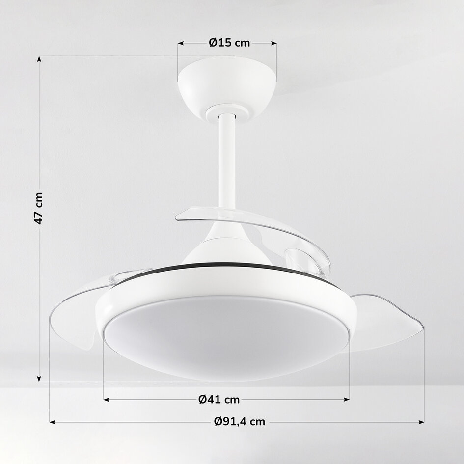 Plafondventilator wit incl. LED en afstandsbediening - Haizea