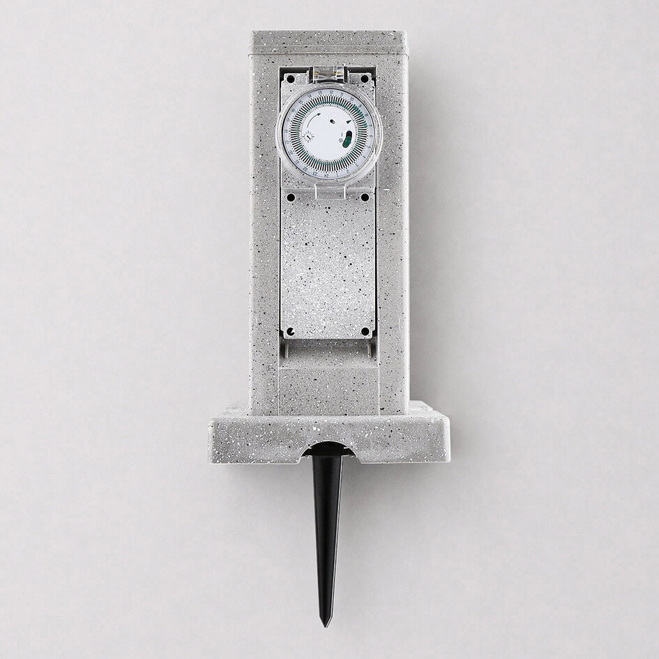 2-voudig buitenstopcontact IP44 met timer - steenlook