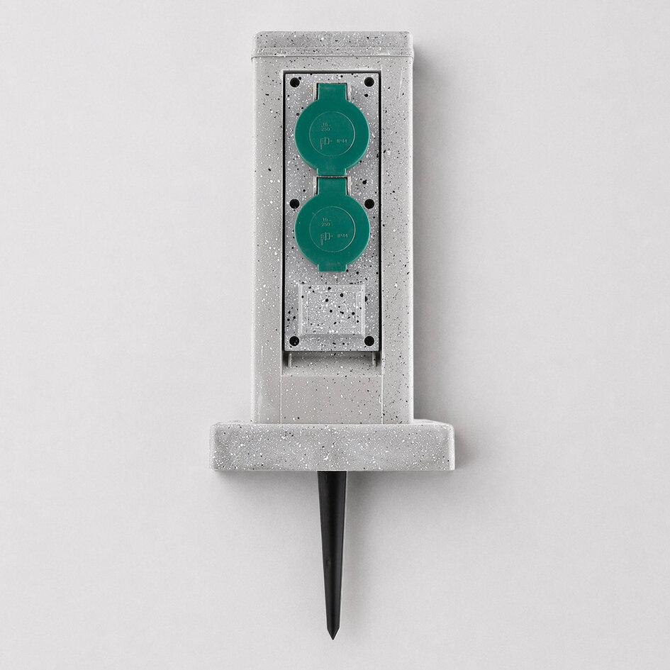 2-voudig buitenstopcontact IP44 met timer - steenlook