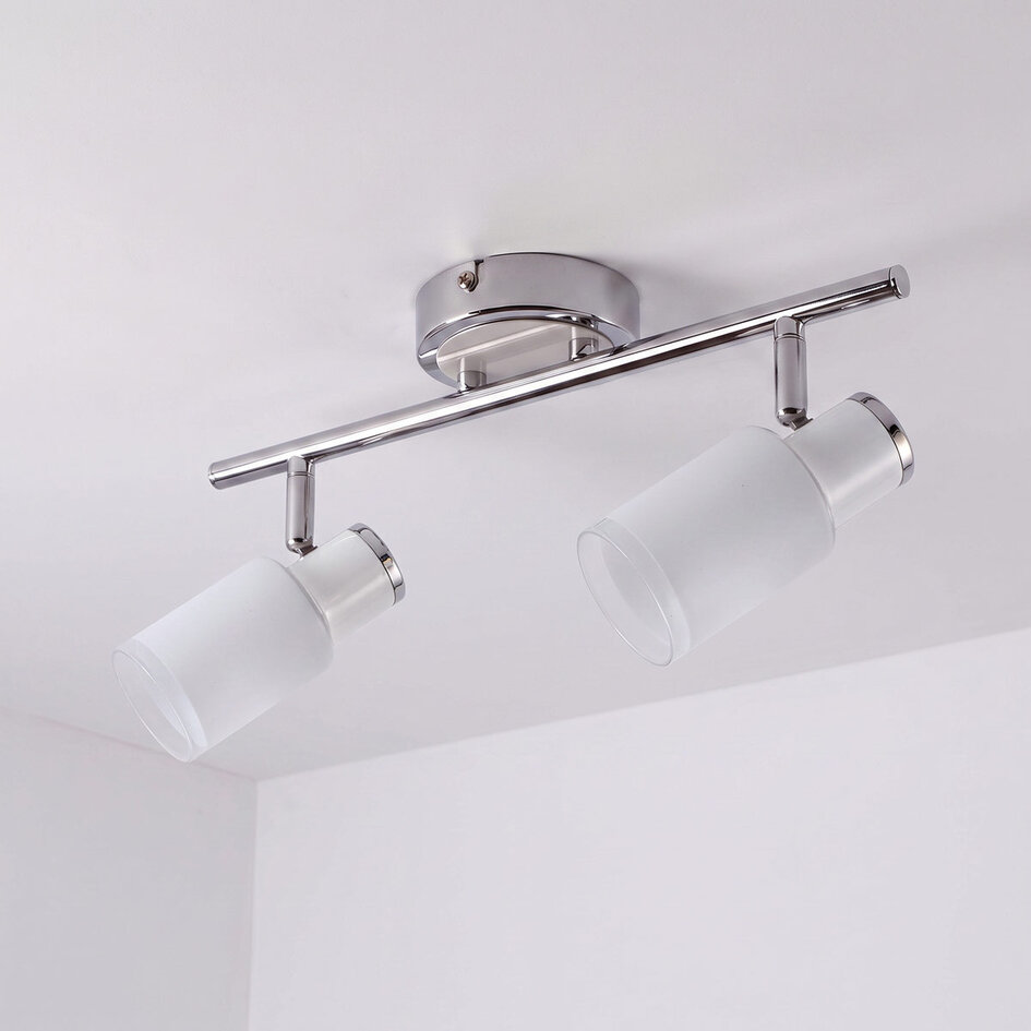 Moderne plafondspot zilver, 2-lichts - Crystal (E14 fitting)