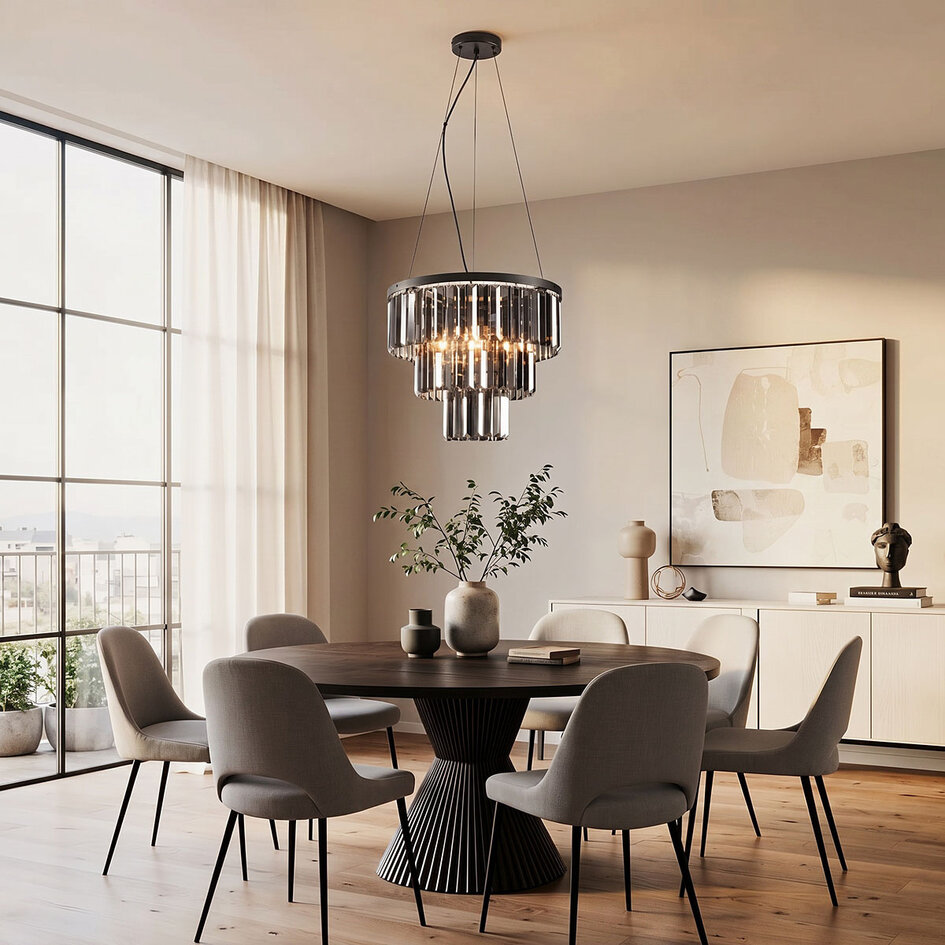 Luxe zwarte hanglamp - Kristal