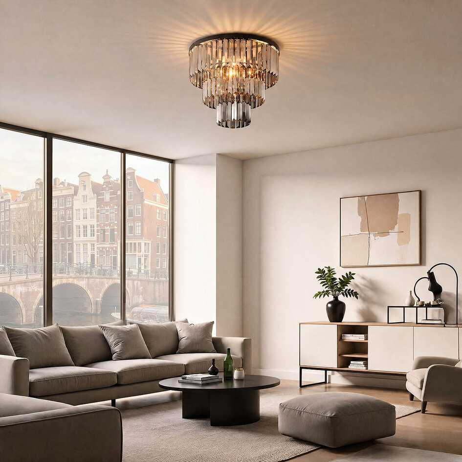 Luxe zwarte plafondlamp - Royce