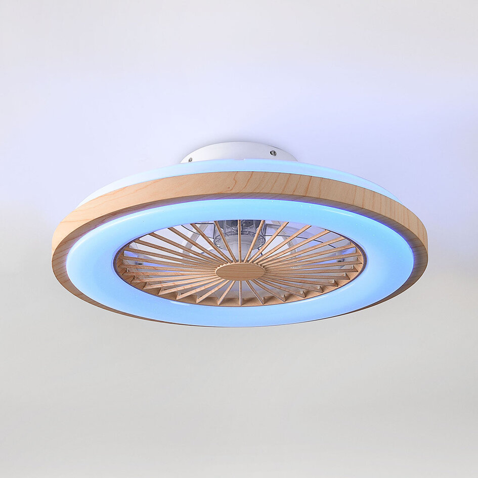 Plafondventilator met aanpasbare kleurtemperatuur en stereffect houtlook - Starry