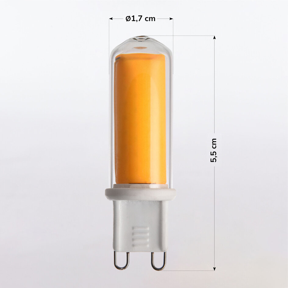 Dimbare G9 LED spot, helder glas, 2700K, 4,2W