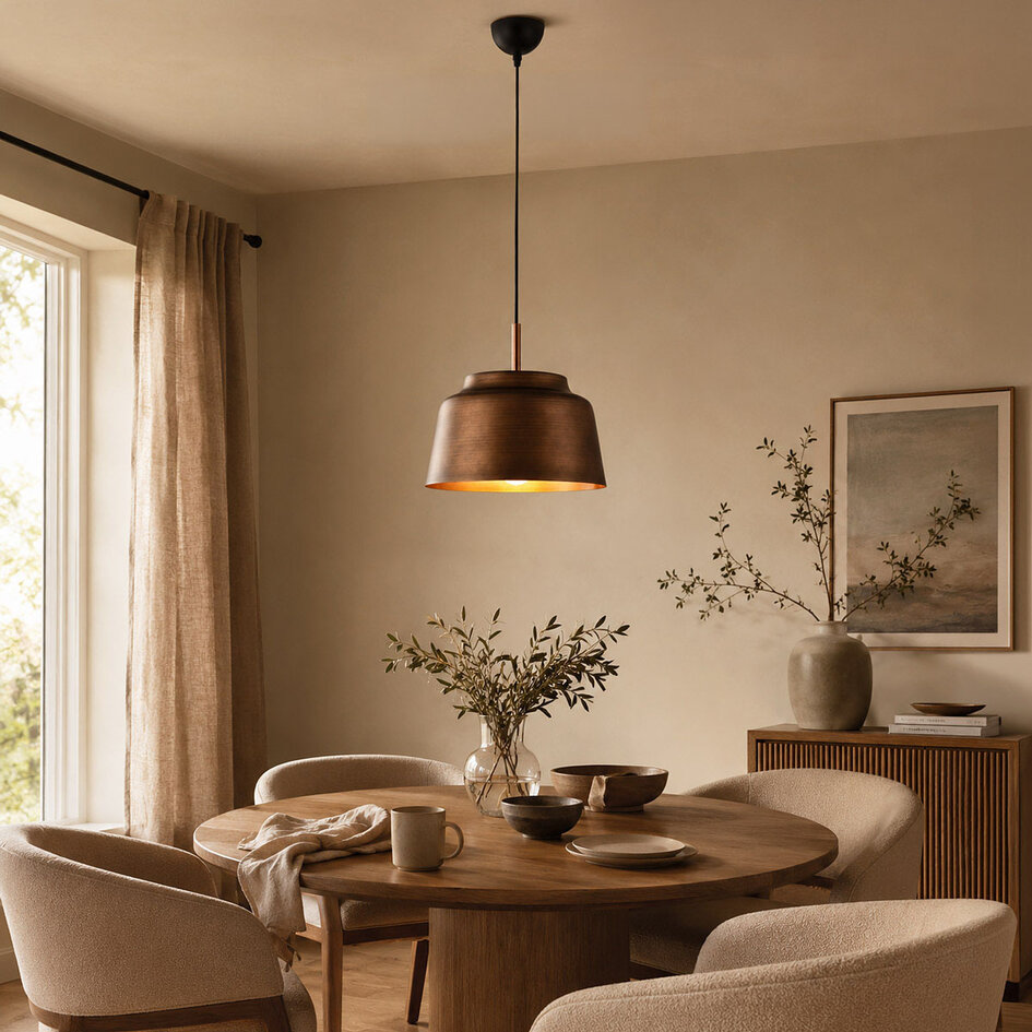 Hanglamp New York - bronskleur met goudkleurige binnenzijde