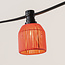 Prikkabel set inclusief kappen in rode rotanlook, verkrijgbaar met verschillende LED lampen