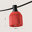 Prikkabel set inclusief kappen in rode rotanlook, verkrijgbaar met verschillende LED lampen