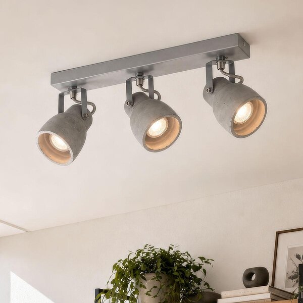 Plafondlamp beton grijs met 3 spots - Ralph