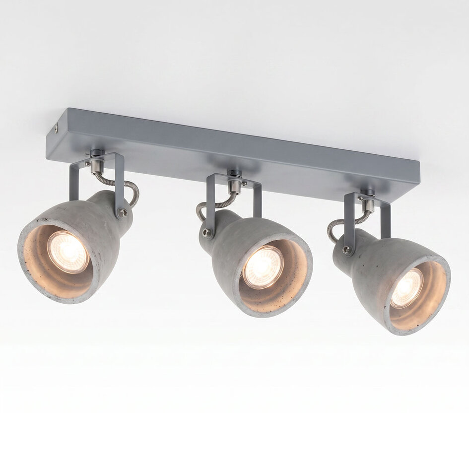 Plafondlamp beton grijs met 3 spots - Ralph