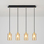 Industriële mat zwarte en  zand gouden hanglamp met amberkleurig glas  4-lichts  - Tuscon