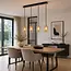 Industriële mat zwarte en  zand gouden hanglamp met amberkleurig glas  4-lichts  - Tuscon