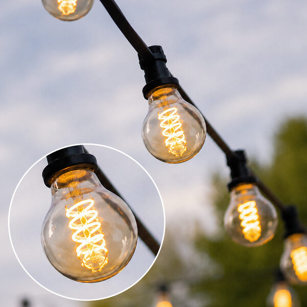 Prikkabel set met 4 watt lampen met DNA spiraal en amber glas: optie dimbaar