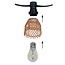 Prikkabel set inclusief kappen in donkere houtkleurige rotanlook, verkrijgbaar met verschillende LED lampen