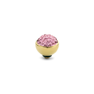 Melano Jewelry Twisted Shiny Steentje Light Rose -  Goudkleurig