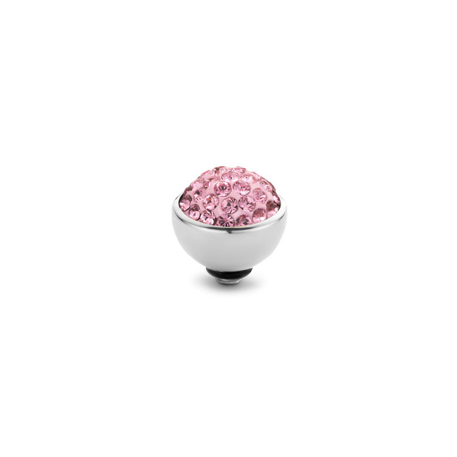 Twisted Shiny Steentje Light Rose -Zilverkleurig