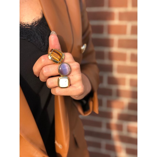 Kosmic Pearl Square White Mop 22mm - Goudkleurig