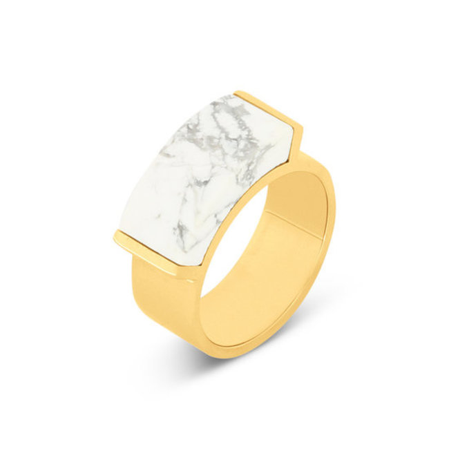 Kosmic Kaya Ring Howlite  - Goudkleurig