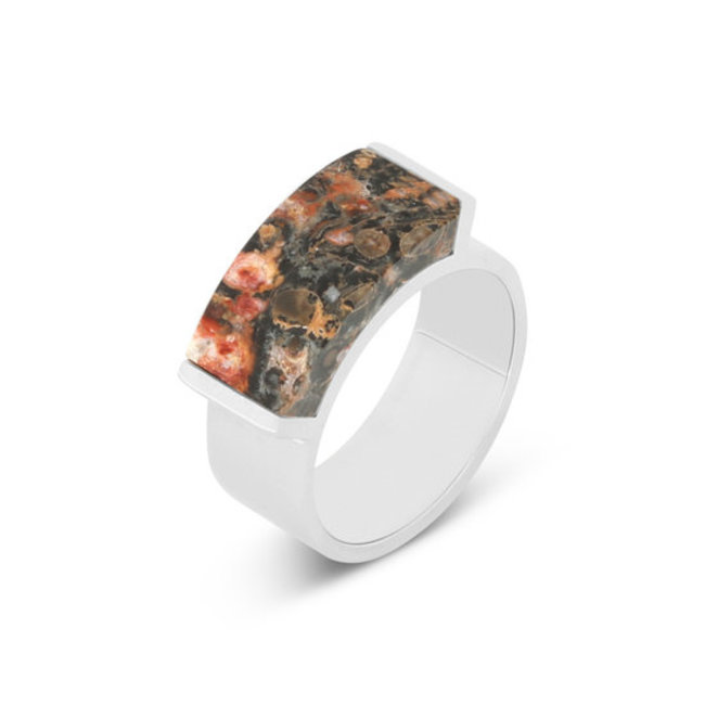 Kosmic Kaya Ring Red Leopard  - Zilverkleurig