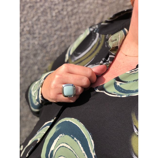 Kosmic Gem Square Amazonite  22mm - Goudkleurig