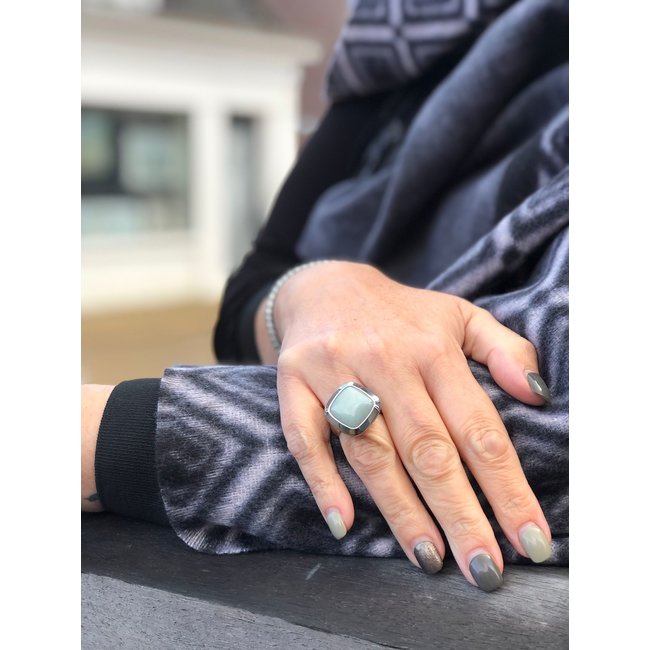 Kosmic Gem Square Amazonite  22mm - Zilverkleurig