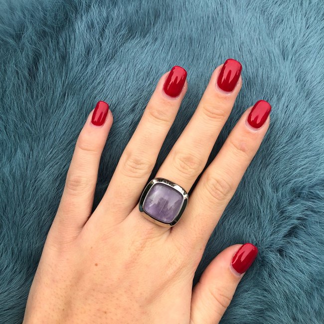 Kosmic Gem Square Amethyst  22mm - Zilverkleurig