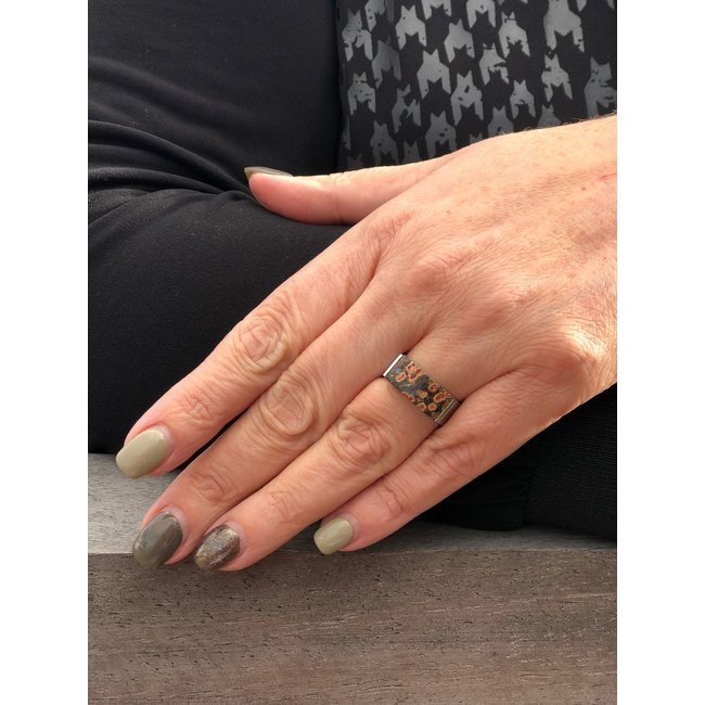 Kosmic Kaya Ring Red Leopard  - Zilverkleurig