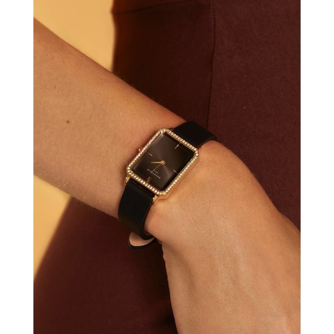 Dameshorloge Octagon Crystal Black
