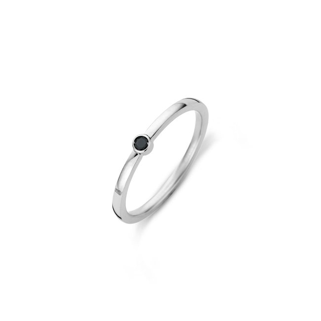 Friends Mini CZ Ring Black - Zilverkleurig