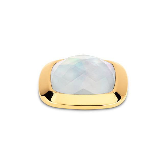 Kosmic Mother of Pearl Facet Square Steen - Goudkleurig